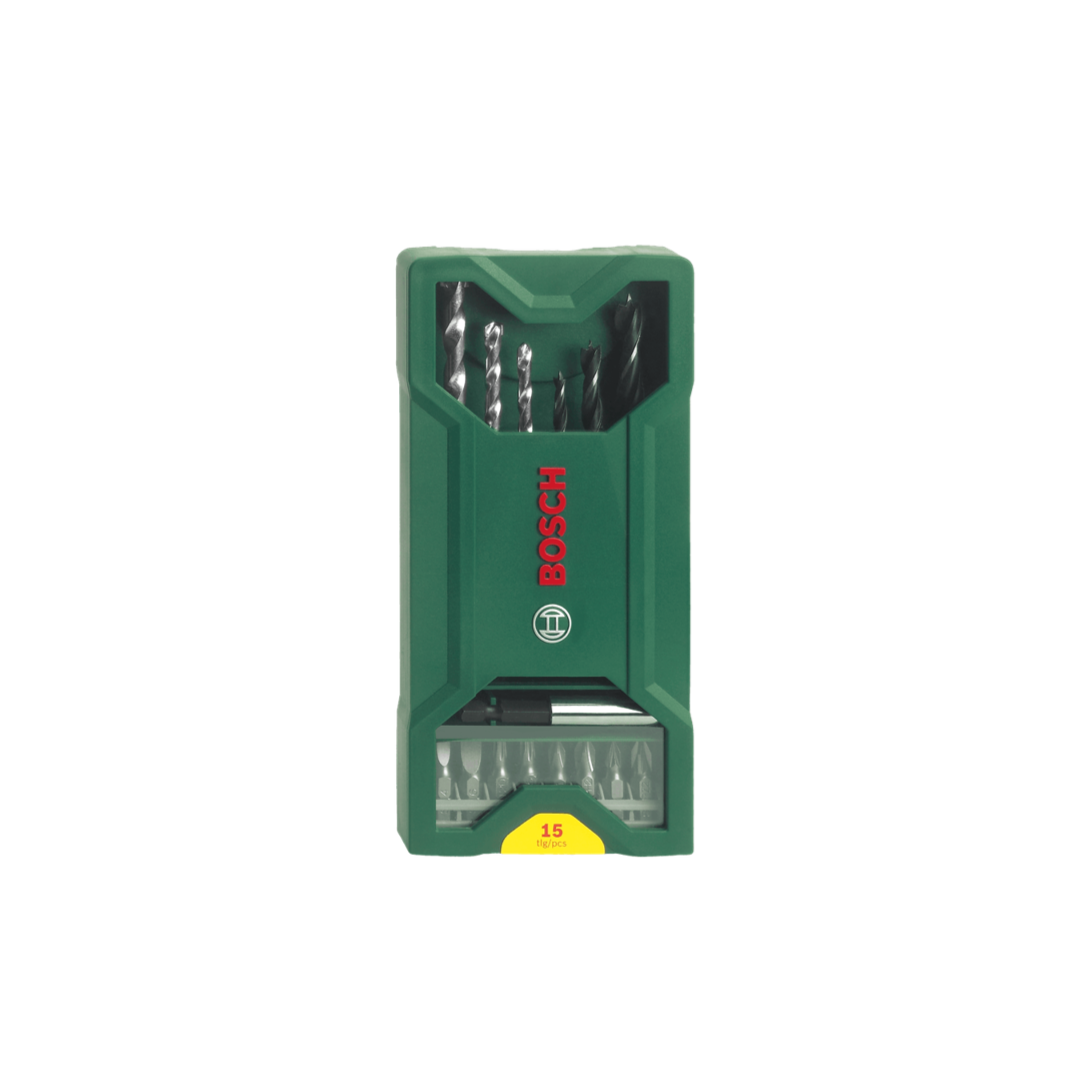 Bosch Mini X-Line Drill & Screwdriver Bit Set – 15 Pieces – Wood, Masonry & Screw Bits